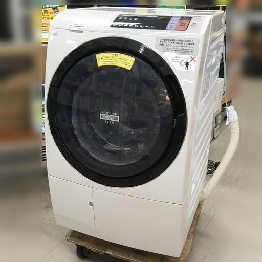 J902 6ヶ月保証付き！ 日立 HITACHI 11.0kg ドラム式洗濯乾燥機 洗濯機 BD-SV110AL 2017年製 ホワイト 動作確認、クリーニング済み