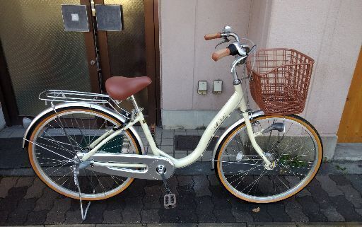 [EBISU BICYCLE]26吋 アルミフレームのファミリーサイクル 内装3段/LEDオート/アイボリー