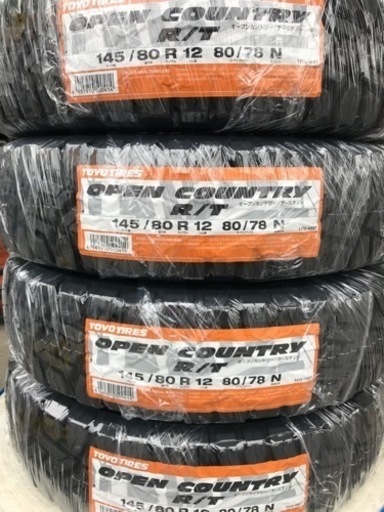 22年製！145/80R12 80/78N トーヨータイヤOPENCOUNTRY R/TウェーゼンSGアルミホイールセット4本 作業代、消費税、全て込み38500円！