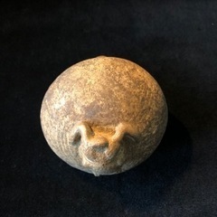 中米コスタリカ　黒色動物丸形笛　発掘出土品　市川清鑑定箱付　古美術　民族楽器