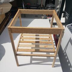 IKEA サイドテーブル コーナーテーブル フレーム木製 天板ガラス製
