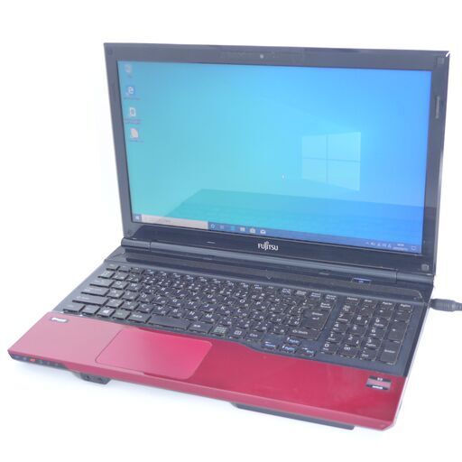 中古美品 高速SSD Wi-Fi有 ノートパソコン 15.6型 富士通 AH40/K 赤色 AMD 4GB Blu-ray 無線 Bluetooth webカメラ Windows10 Office