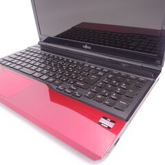 中古美品 高速SSD Wi-Fi有 ノートパソコン 15.6型 富士通 AH40/K 赤色