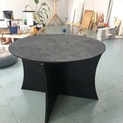 木材！【手作り円卓】　黒　組み立て式　収納可　テーブル 