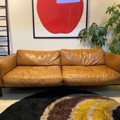 宇都宮でオシャレな家具を探すなら『オトワリバース！』jurnal standard furniture ジャーナルスタンダードファニチャー HALO OSWALD SOFA 総革 ソファ 3シーター ブラウン 中古品