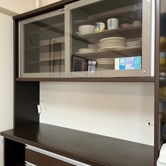 【ネット決済】食器棚 カップボード ダークブラウン