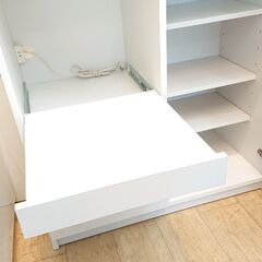 土井インテリア キッチンボード 2枚扉 ホワイト 鏡面 レンジボード 食器棚■横幅90cm×奥行45cm×高さ180cm■近隣配送無料 買取帝国 朝霞店 土井インテリア キッチンボード 2枚扉 ホワイト 鏡面 レンジボード