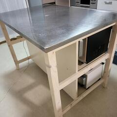 【憧れの大きいキッチンテーブル】中古品ニトリの良質ステンレステーブルで料理パーティー