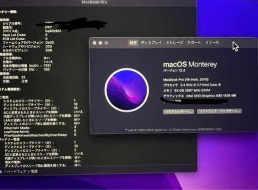 【送料無料/即納】  MacBook 1TB メモリ64GB Pro（16インチ2019）i9 Mac