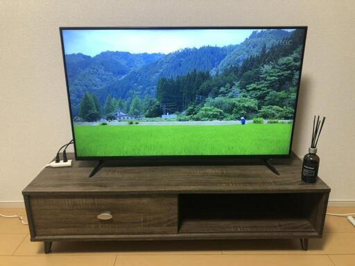 TVとTVボードのセット　TV　ASTEX\nAX-KH43H\n43V型　4K対応液晶テレビ\n裏番組録画対応　Wチューナー　テレビ台 50インチ ローボード 脚付き テレビラック テレビボード コード穴付き スライド扉付　ブラウン\n