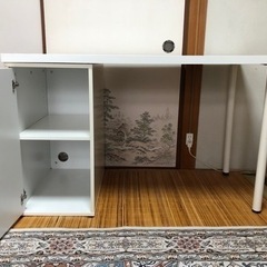 IKEA★キャビネット付テーブル/ホワイト