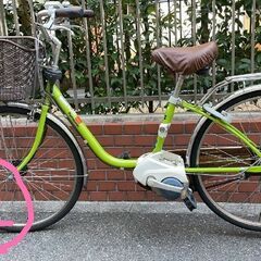 ⑫番　訳アリ　電動アシスト自転車　黄緑色　中古