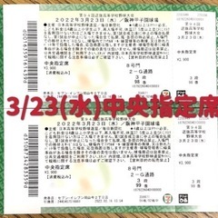 選抜高校野球チケット　大会6日目　3月23日（中央指定席2枚）定...