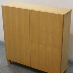 無印良品 MUJI 木製収納 木製扉付き オーク材 シェルフ 本棚 薄型