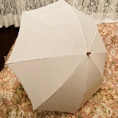 【ネット決済・配送可】【日本製】白レース柄日傘