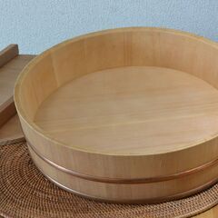 木製 飯台 寿司桶（直径33cm、3～4合サイズ）蓋付き