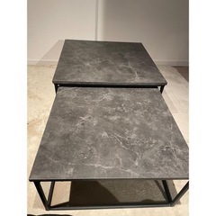 LOWYA ネストテーブル ローデスク 正方形 スチール 大理石