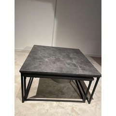 LOWYA ネストテーブル ローデスク 正方形 スチール 大理石