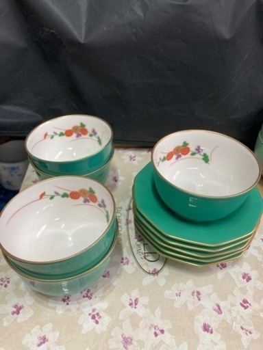 香蘭社　湯呑み、茶托皿5客セット(美品)