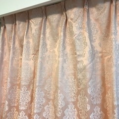 唐草模様の遮光カーテン+レースカーテン