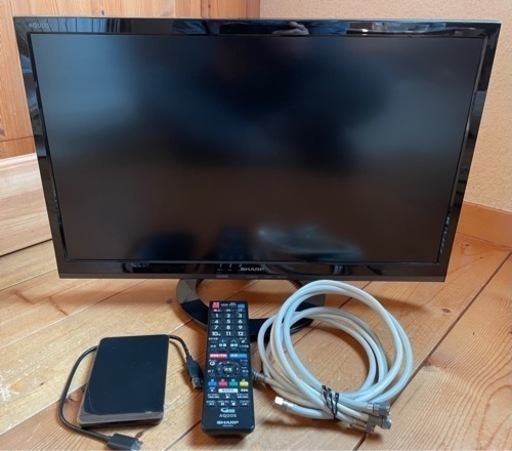 中古 良品 シャープ 22V型 液晶 テレビ AQUOS LC-22K45-B フルハイビジョン  と 録画再生用外付USB HDD 750G