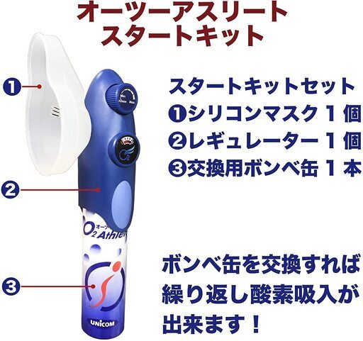 酸素吸入に！【新品】UNICOM携帯酸素発生器 オーツーアスリート 交換用ボンベ缶 6本セット