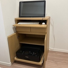 【ネット決済】プリンター収納キャビネット、パソコン収納棚