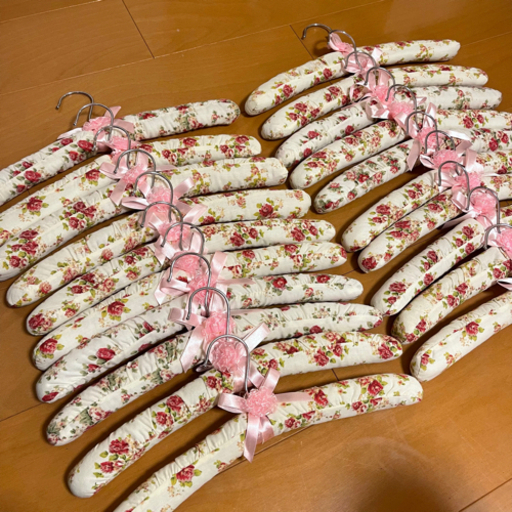 ファブリックハンガー 花柄 布製 リボン付き 20本まとめ売り