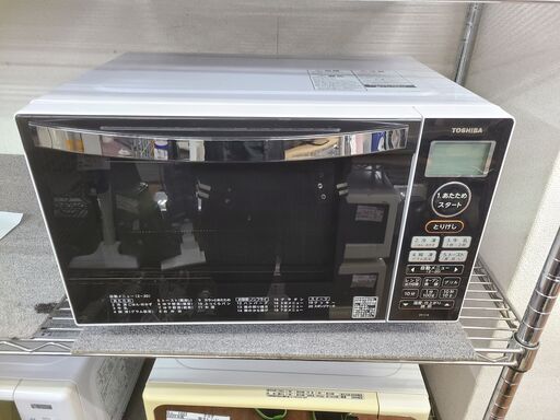 【リサイクルショップどりーむ天保山店】●1408●　☆新生活応援☆　東芝　電子レンジ　2019年製　フラットタイプ　トレイ付き　ER-S18（W）