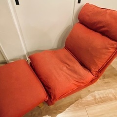 【引渡し限定】ハイバックリクライニングソファ　オットマン　セット　無印良品　レッドカラー 引渡し限定】ハイバックリクライニングソファ オットマン セット 無印