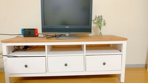 IKEA HEMNES ヘムネス テレビ台, ホワイトステイン/ライトブラウン148x47x57 cm - テレビ台