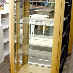 札幌 引き取り 旭川家具 ガラスショーケース/飾り棚 照明付き 大型 三 