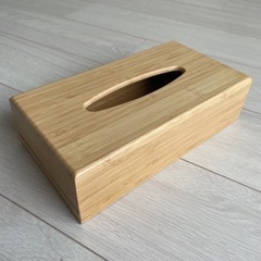 【ネット決済・配送可】IKEA 竹製ティッシュケース　木製