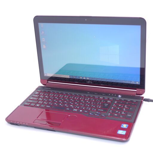 良品 新品SSD搭載 WiFi有 赤色 ノートパソコン 15.6型 富士通 AH77/G