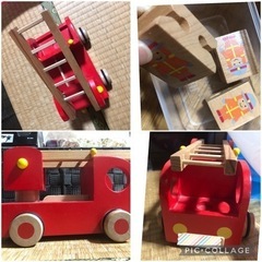 木の消防車　おもちゃ