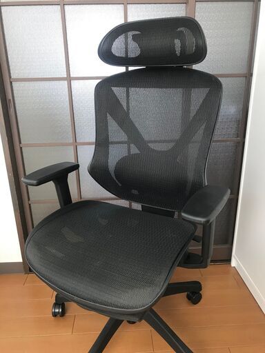 Reclining work chair, black - リクライニング黒いワークチェア