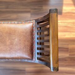 カルティニチェア ベンチ 2人用 レザー/チーク材 ★ソファ