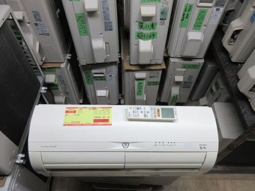 K03172　三菱　 中古エアコン　主に6畳用　冷房能力 2.2KW ／ 暖房能力　2.5KW