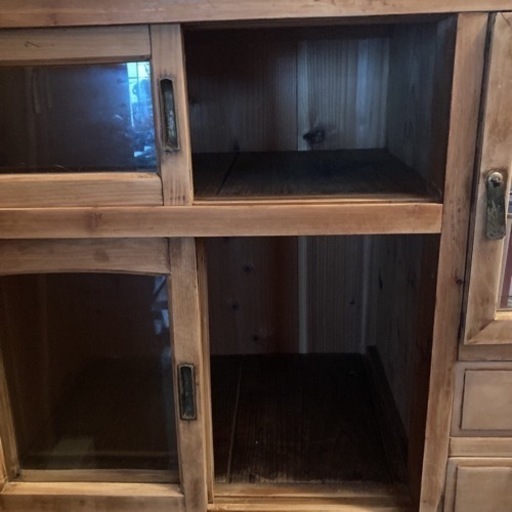 レトロな食器棚 昭和 本棚 収納棚 戸棚 アンティーク 古道具