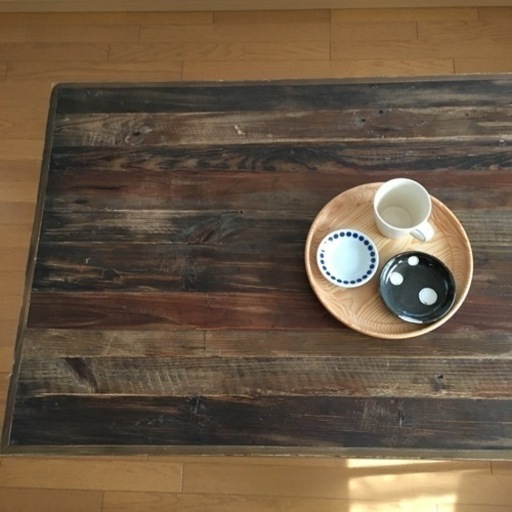ビンテージ ダメージ加工カフェテーブル長方形 木製天板おしゃれカフェ