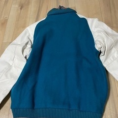 メンズ： SKOOKUM スクーカム＊スタジャン　ブルーｘ白 （レザー切り替え）