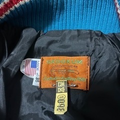 メンズ： SKOOKUM スクーカム＊スタジャン　ブルーｘ白 （レザー切り替え）