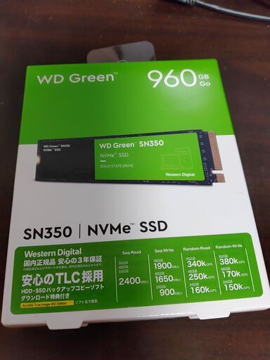 M2 SSD 960G NVMe WD Green 新品未開封