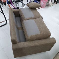 ベージュ ファブリックソファ 2人掛け ローソファ コンパクト 2人掛けソファー ファブリック ベージュ系 幅133×奥行85×高さ77cm