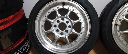 タイヤ溝あり15インチホイール 7jj +38 pcd100マルチ 2本