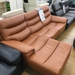 KO-95【ご来店頂ける方限定】本革　カウチソファセット　ブラウン系