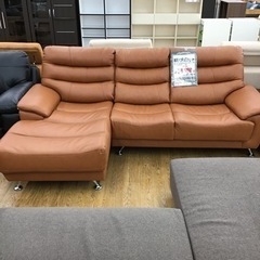 KO-95【ご来店頂ける方限定】本革　カウチソファセット　ブラウン系