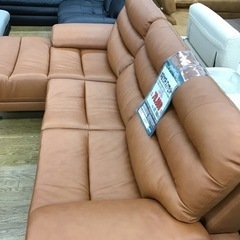 KO-95【ご来店頂ける方限定】本革　カウチソファセット　ブラウン系