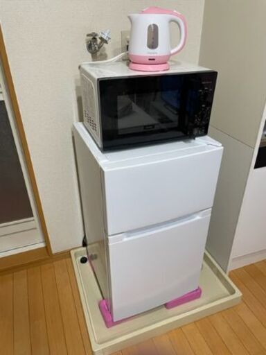 【中古美品】2ドア冷蔵庫・電子レンジ・電気ケトル