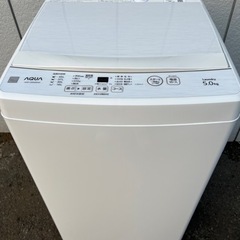 美品□アクア 2021年製 5.0kg 洗濯機 AQW-GS5E8□AQUA ガラス